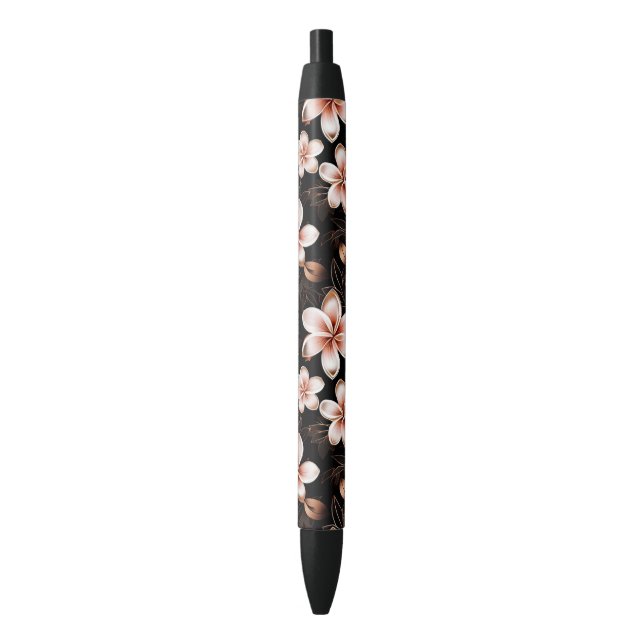 Stylo Noir Rose rose noire noire noire Floral or (devant Vertical)
