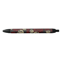 Roses Rouges & Crânes Floral Gothique Gris Noir
