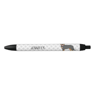 Stylo Noir Rottweiler noir et feu Chien de dessin animé migno