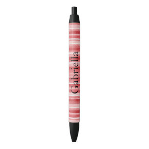Stylo Noir Rouge Blanc Rosé Rayures Roses