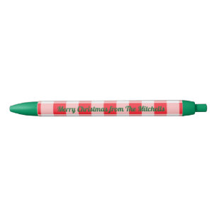 Stylo Noir Rouge de Noël Blanc Vérifié NOM