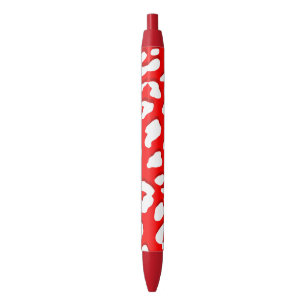 Stylo Noir Rouge Empreinte de léopard blanc