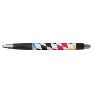 Stylo Noir rouge jaune Bavaria Motif Drapeau Diamant