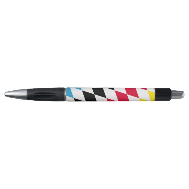 Stylo Noir rouge jaune Bavaria Motif Drapeau Diamant (Devant)