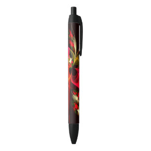 Stylo Noir Rouge Vert Floral Moderne Art Abstrait Motif #02
