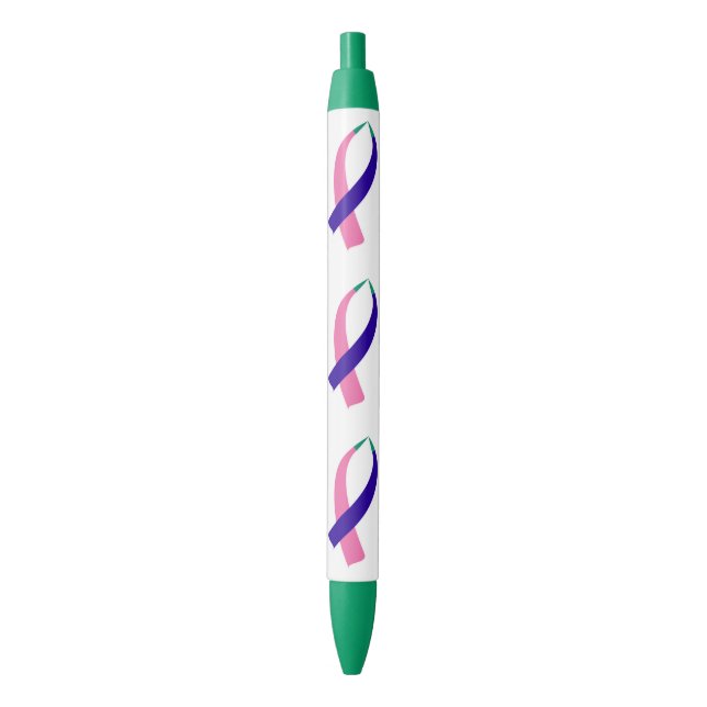 Stylo Noir Ruban de sensibilisation (Cancer du thyroïde) (devant Vertical)