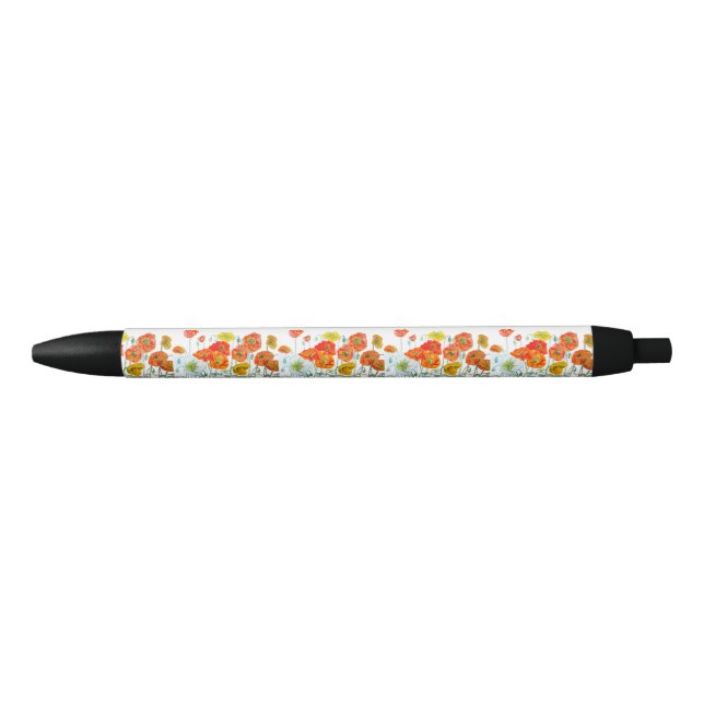 Stylo Noir Ruban rouge-orange-rouge à l'aquarelle (Devant)
