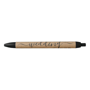 Stylo Noir Rustic Country Kraft Simple Script Wedding Favoris