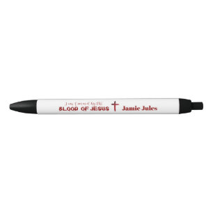 Stylo Noir Sang de Jésus Croix Personnalisé