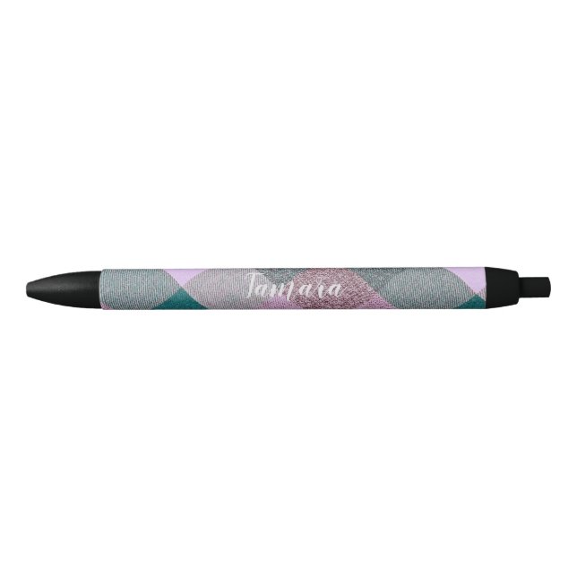 Stylo Noir Scandinave Turquoise rose personnalisé (Devant)