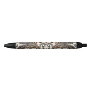 Stylo Noir Schéma floral brillant avec pierre de gemme