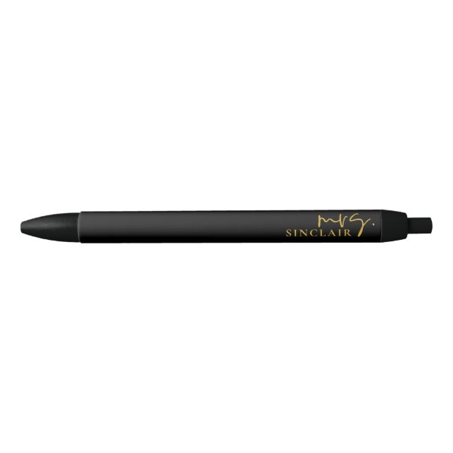 Stylo Noir Script Classy Mme professionnel noir et or (Devant)
