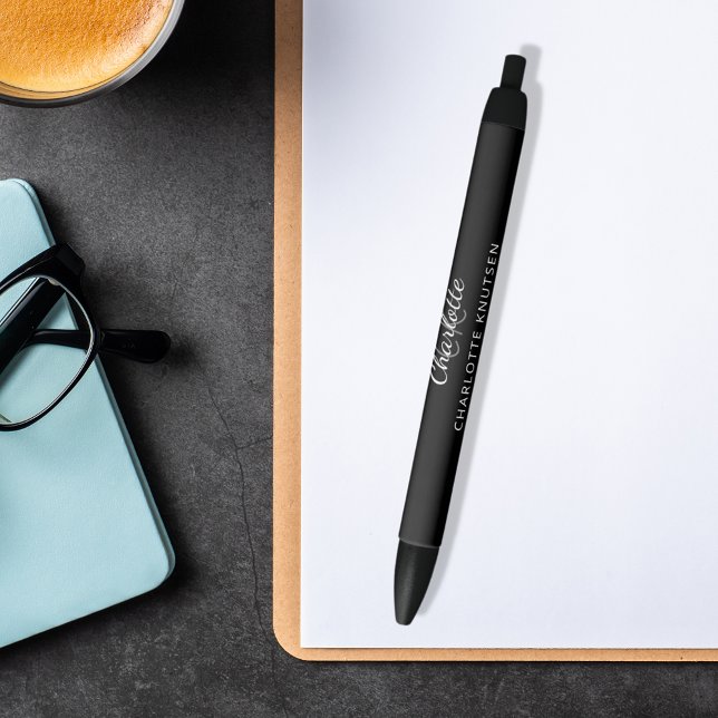 Stylo Noir Script de nom monographique gris noir (Créateur téléchargé)