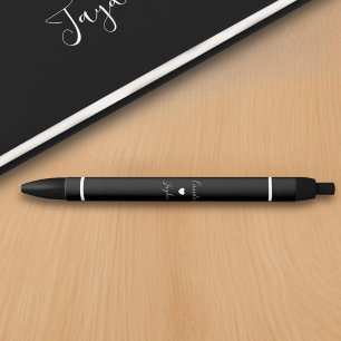 Stylo Noir Script minimaliste Coeur Simple Mariage Livre d'in