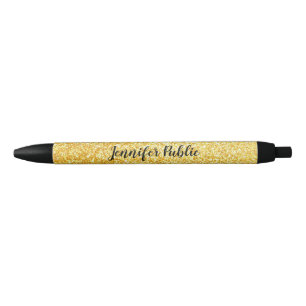 Stylo Noir Script Parties scintillant personnalisé Gold Modèl
