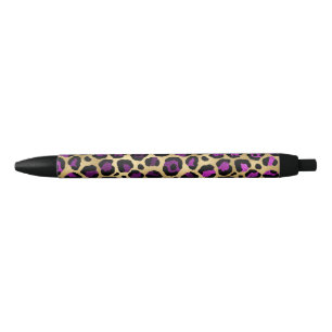Stylo Noir Série Purple and Gold Leopard Design 4