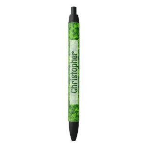Stylo Noir Shamrock Clovers Personnalisé