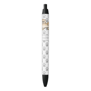 Stylo Noir Shih Tzu doré Chien de dessin animé mignon & nom