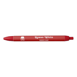 Stylo Noir Silhouette de chapeau blanc et de moustache rouge