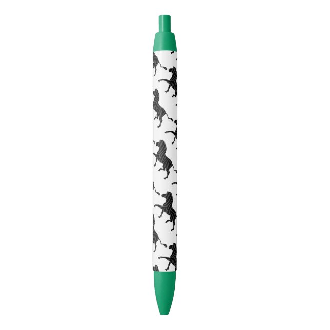 Stylo Noir Silhouette d'impression noir et gris Zebra (devant Vertical)