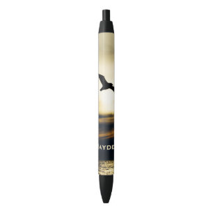 Stylo Noir Silhouette Flying Bird Sunset Personnalisé