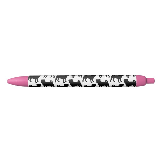 Stylo Noir Silhouette noire de carlin - conception simple de (Devant)