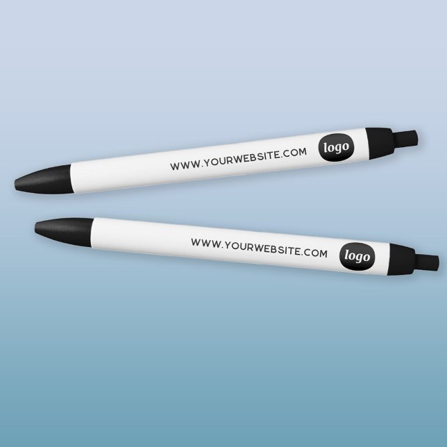 Stylo Noir Simple Logo Website Business Promotional (Logo and website address custom business promotional pens)