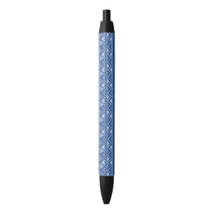 Stylo Noir Simple Motif d'art tribal bleu