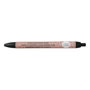 Stylo Noir Site du logo de l'entreprise Faux Rose Gold Partie