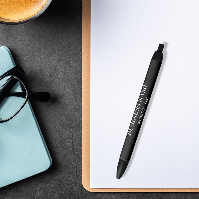 Stylo Noir Site web de nom d'entreprise noir blanc (Créateur téléchargé)