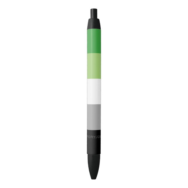 Stylo Noir SlipperyJoe's Aromantic Pride Drapeau gay cadeaux  (devant Vertical)