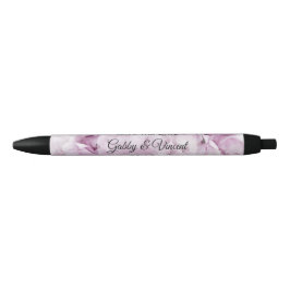 Stylo Noir Soft rose Hydrangea Mariage Enregistrer la date