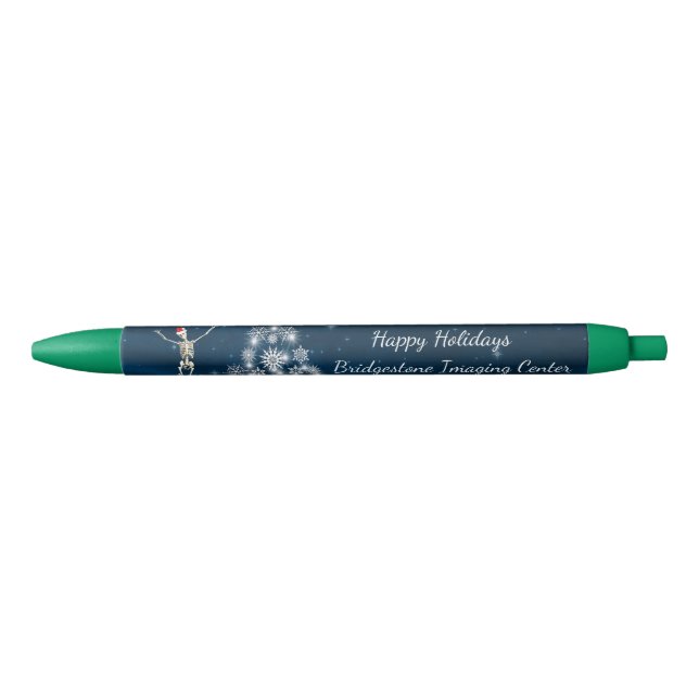 Stylo Noir Squelette dans la scène de Noël d'hiver (Devant)