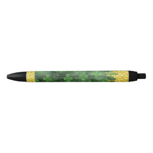 Stylo Noir St. Patrick's Day Shamrock Parties scintillant Gol