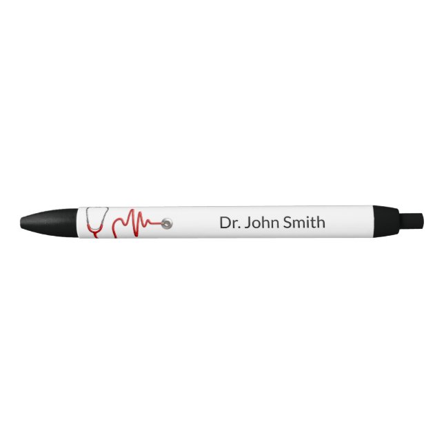 Stylo Noir Stethoscope ECG Wave Médicale EKG Heartbeat Line (Devant)