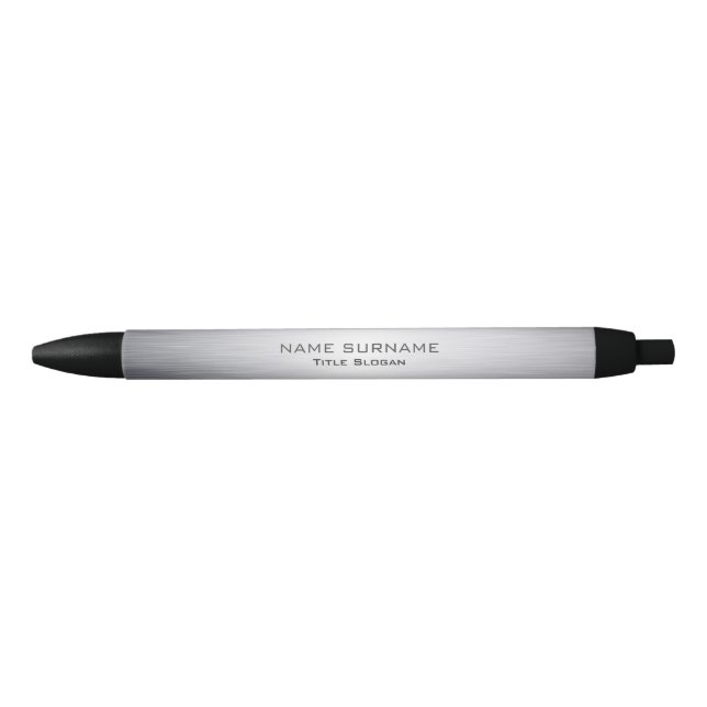 Stylo Noir Style argenté balayé métallique moderne de regard (Devant)
