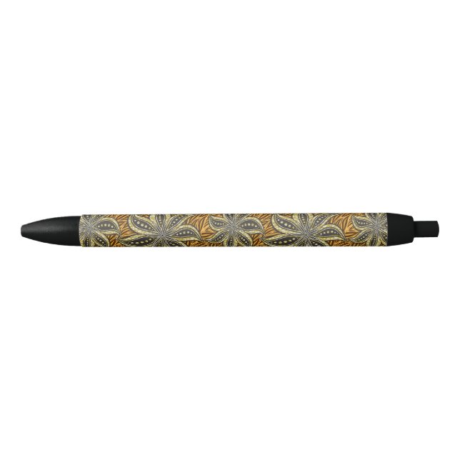 Stylo Noir Style Batik Floral Abstrait africain (Devant)