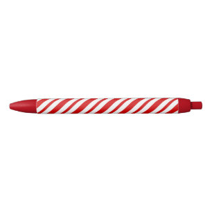 Stylo Noir Sucre de canne festif rouge et blanc rayé