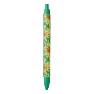 Stylo Noir Sunflowers Green par Julia Morrill