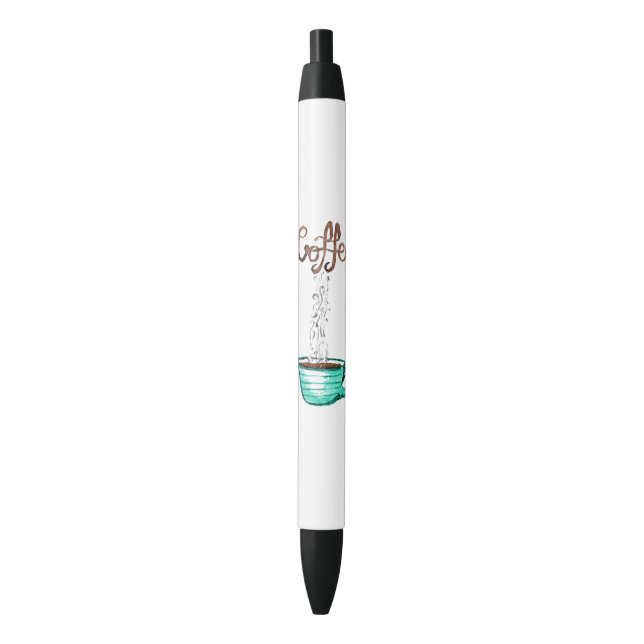 Stylo Noir Tasse d'aquarelle mignonne de café chaude et (devant Vertical)