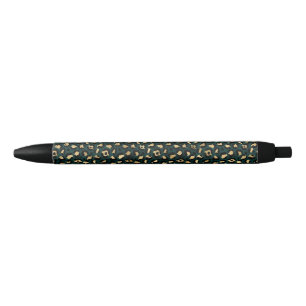 Stylo Noir Teal et Gold Série Léopard Design 1