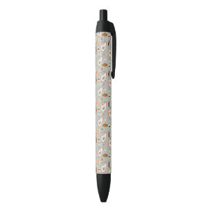 Stylo Noir Teal géométrique et motif bleu
