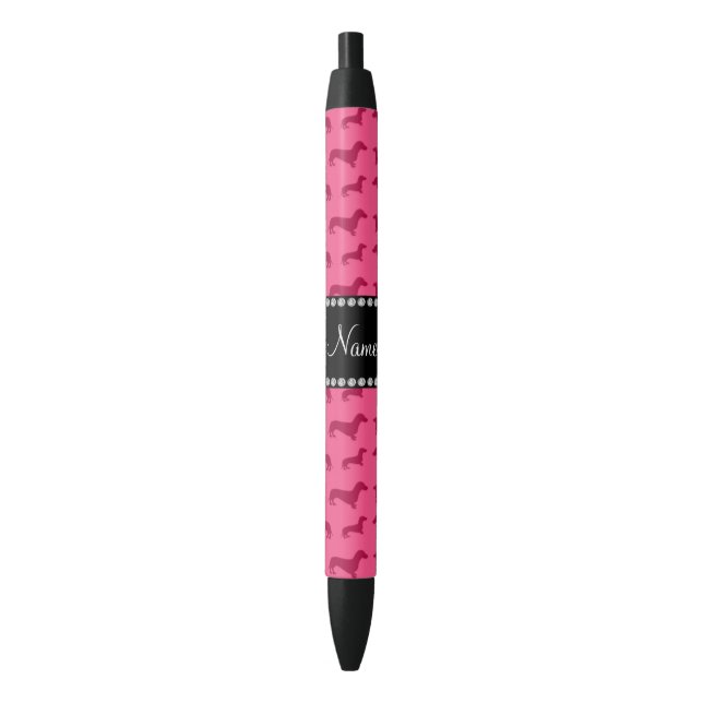 Stylo Noir Teckels roses nommés personnalisés (devant Vertical)