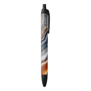 Stylo Noir Terre Cuite Rouge Blanc Noir Bleu Or Agate Géode