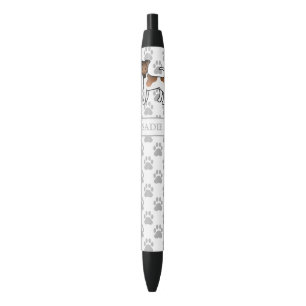 Stylo Noir Térrier Fox Lisse Blanc Et Brun Chien Mignon & Nom