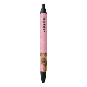 Stylo Noir Tête de chien de dessin animé Airedale Terrier ave