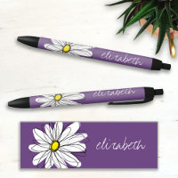 Texte personnalisé marguerite mauve et jaune