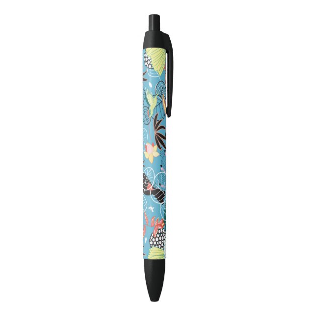 Stylo Noir Texture tropicale avec des toucans et des colibris (Bas (Vertical))