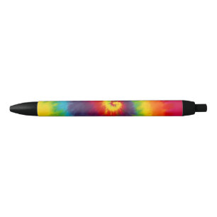 Stylo Noir Tiedye arc-en-ciel tourbillon Groovy Coloré