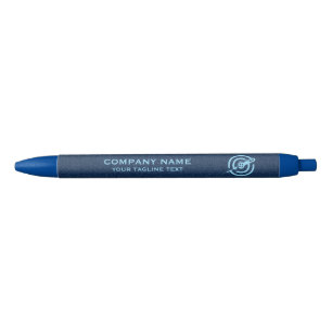 Stylo Noir Tissu de denim bleu typographie personnalisée.